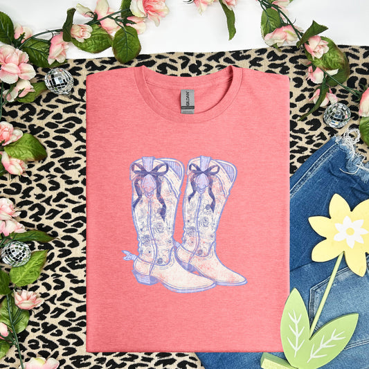 Floral Boots with Bow Various Ink Colors - Transfer (SD)