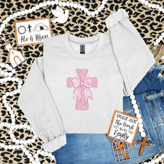 Pink Cross with Flowers -  TRANSFERS (SD)