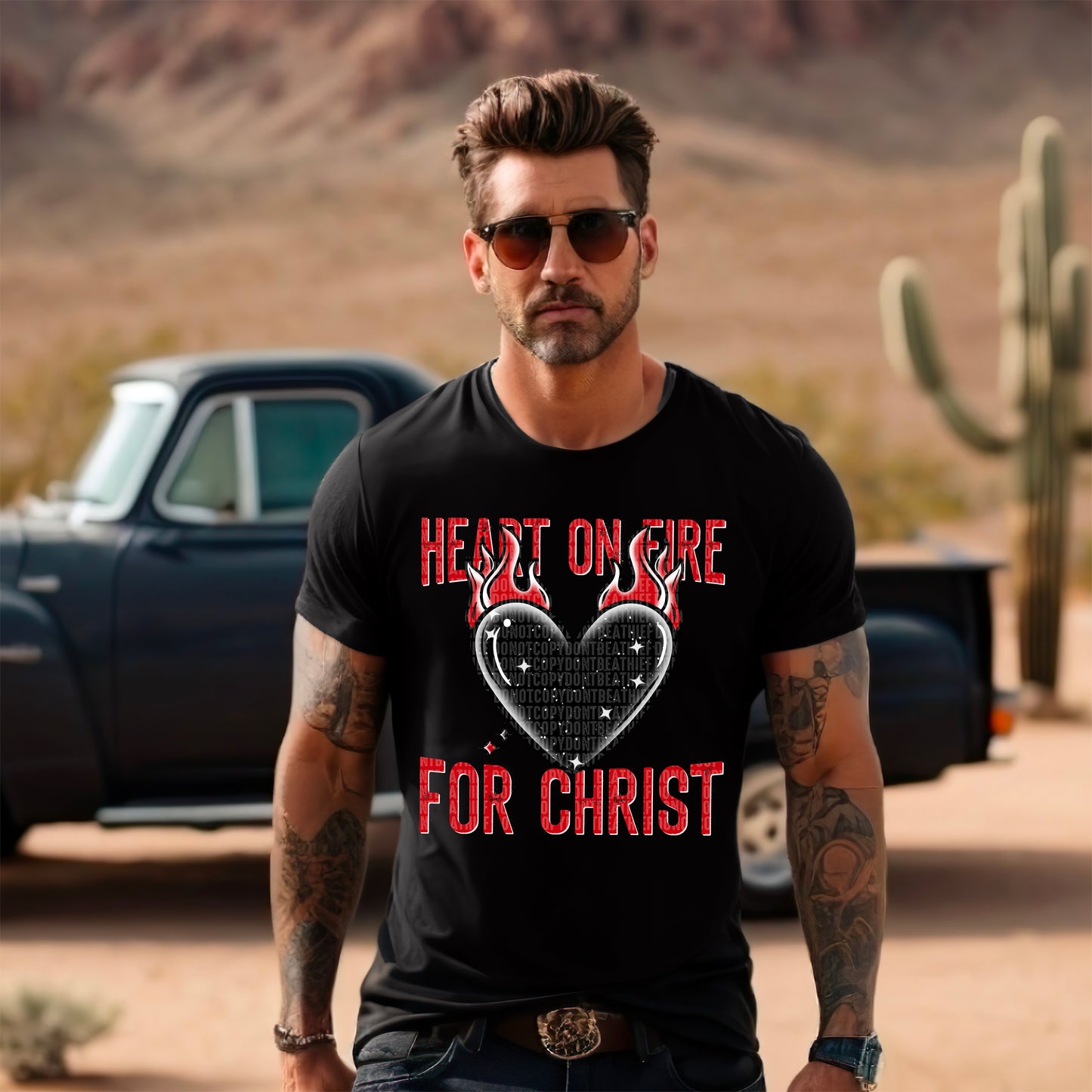 Heart on Fire for Christ Red Ink   - TRANSFER (SDD)