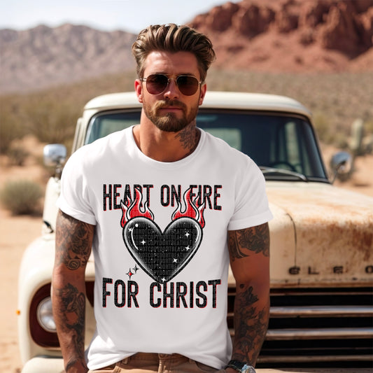 Heart on Fire for Christ Black Ink   - TRANSFER (SDD)