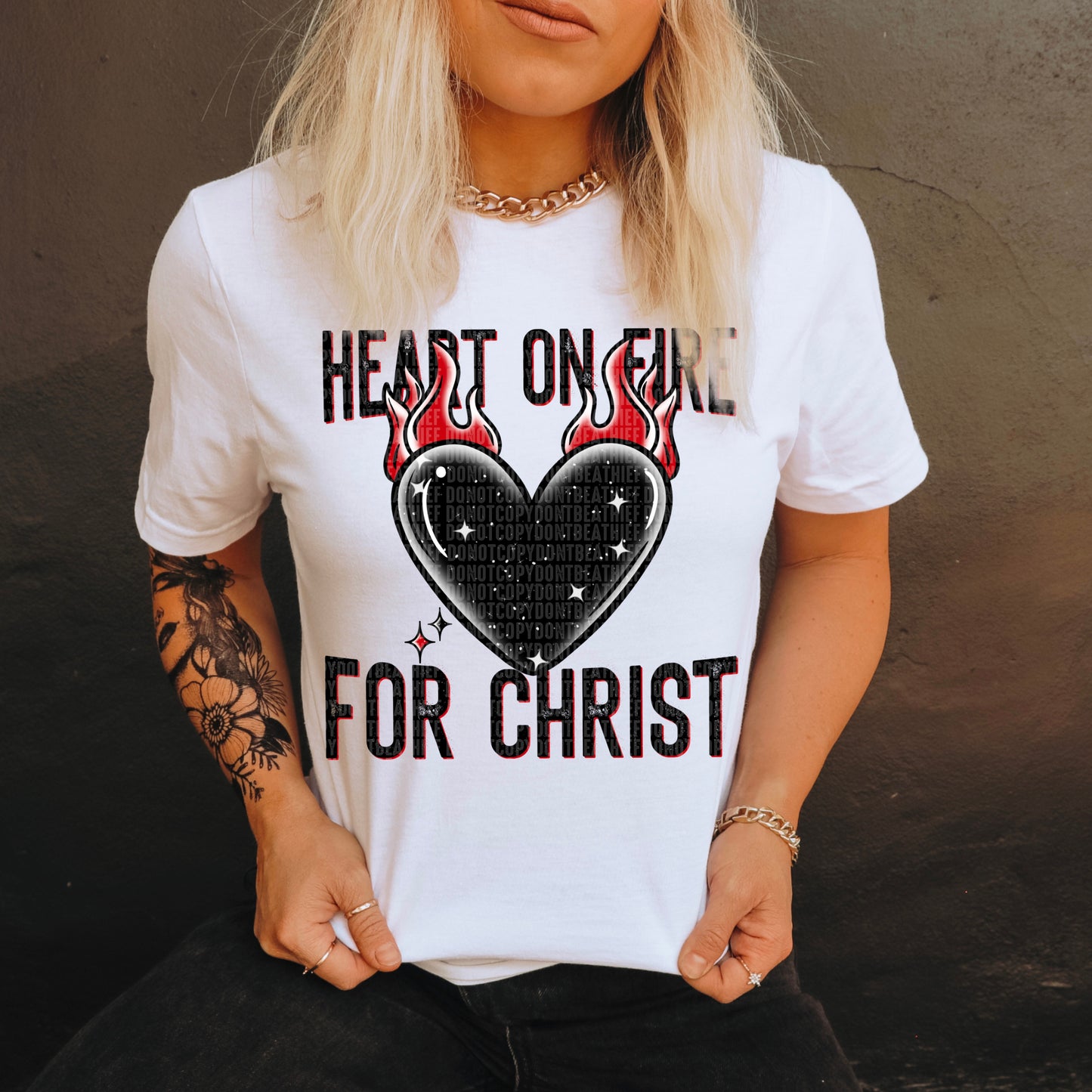 Heart on Fire for Christ Black Ink   - TRANSFER (SDD)