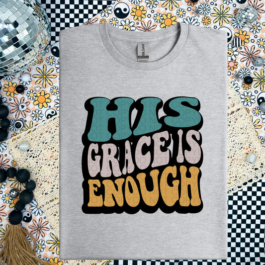 His Grace is Enough Retro Wavy - TRANSFER (CF)