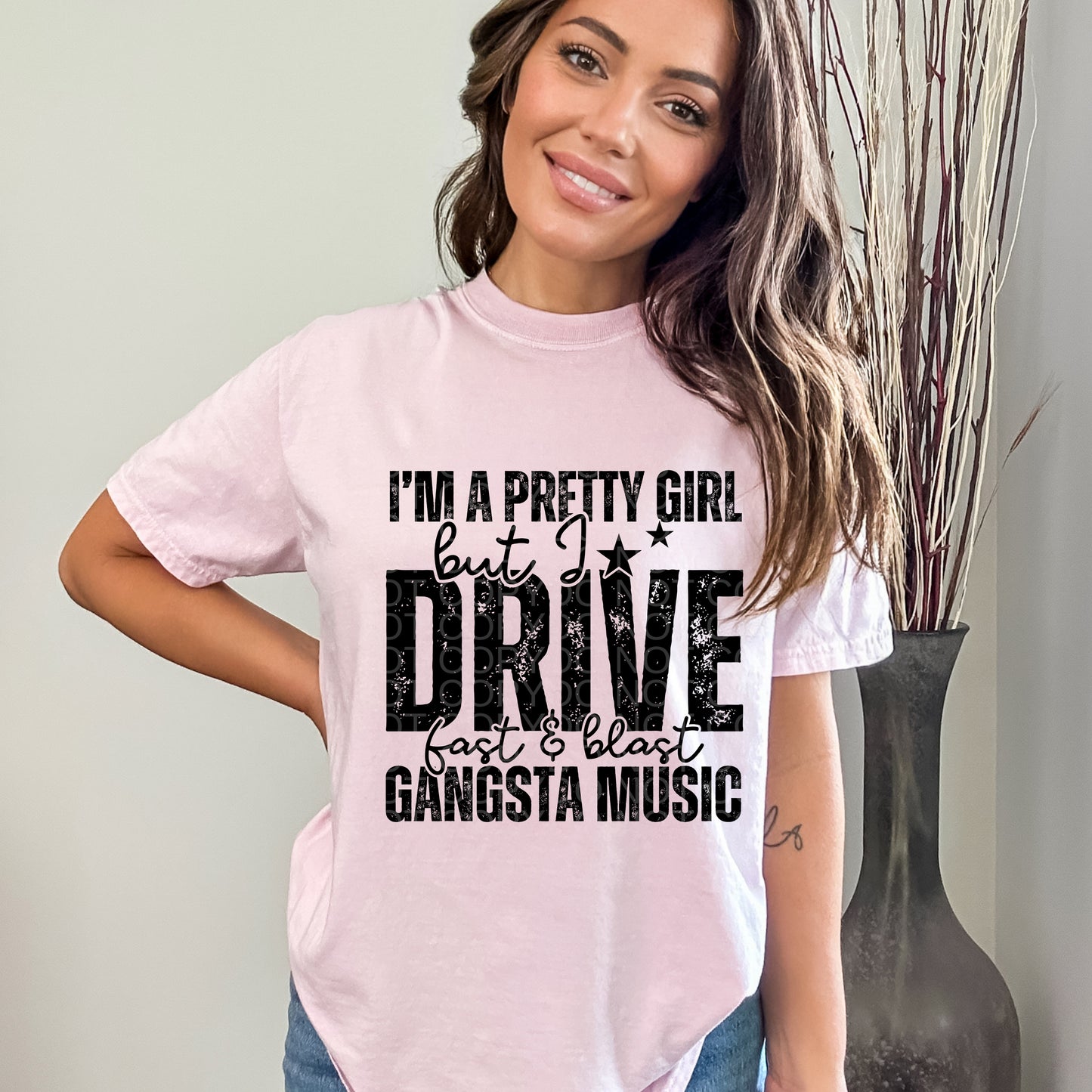 I'm A Pretty Girl But I Drive Fast Black Ink - TRANSFER (HW)