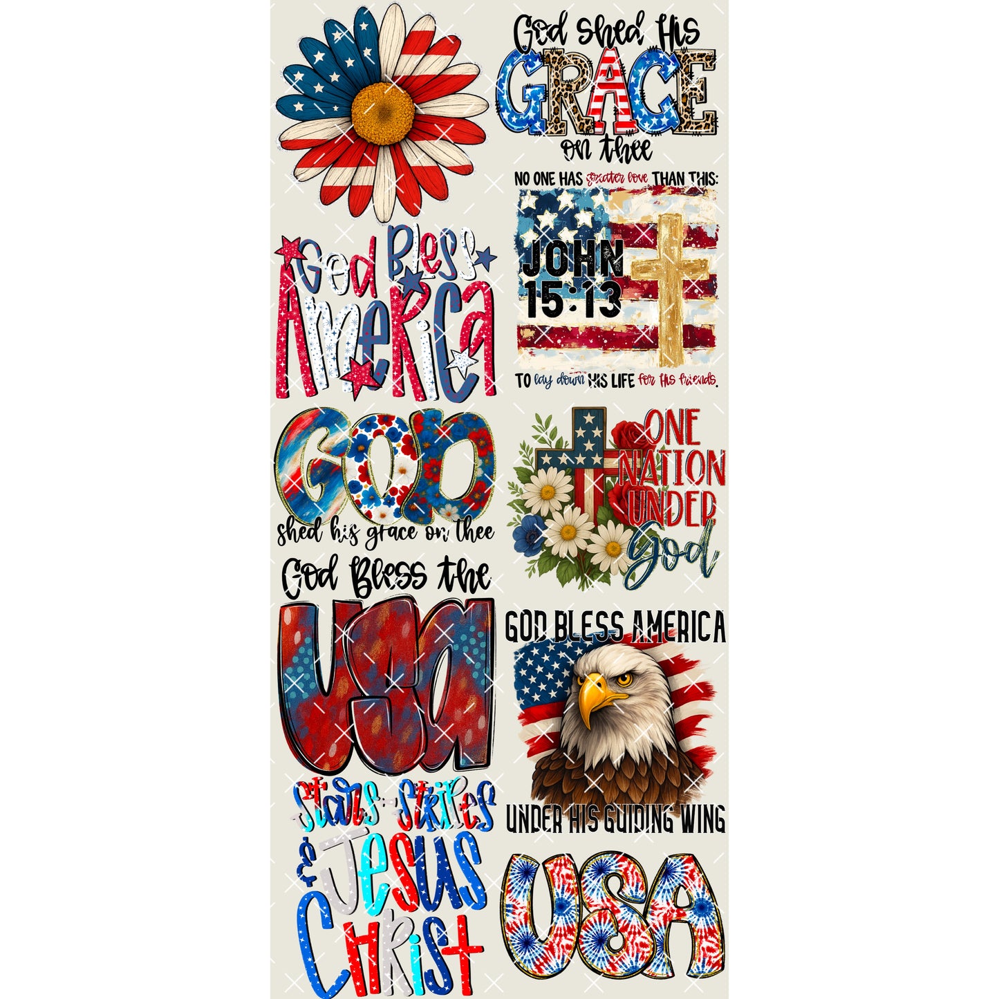 4th Of July - PRE MADE GANG SHEET