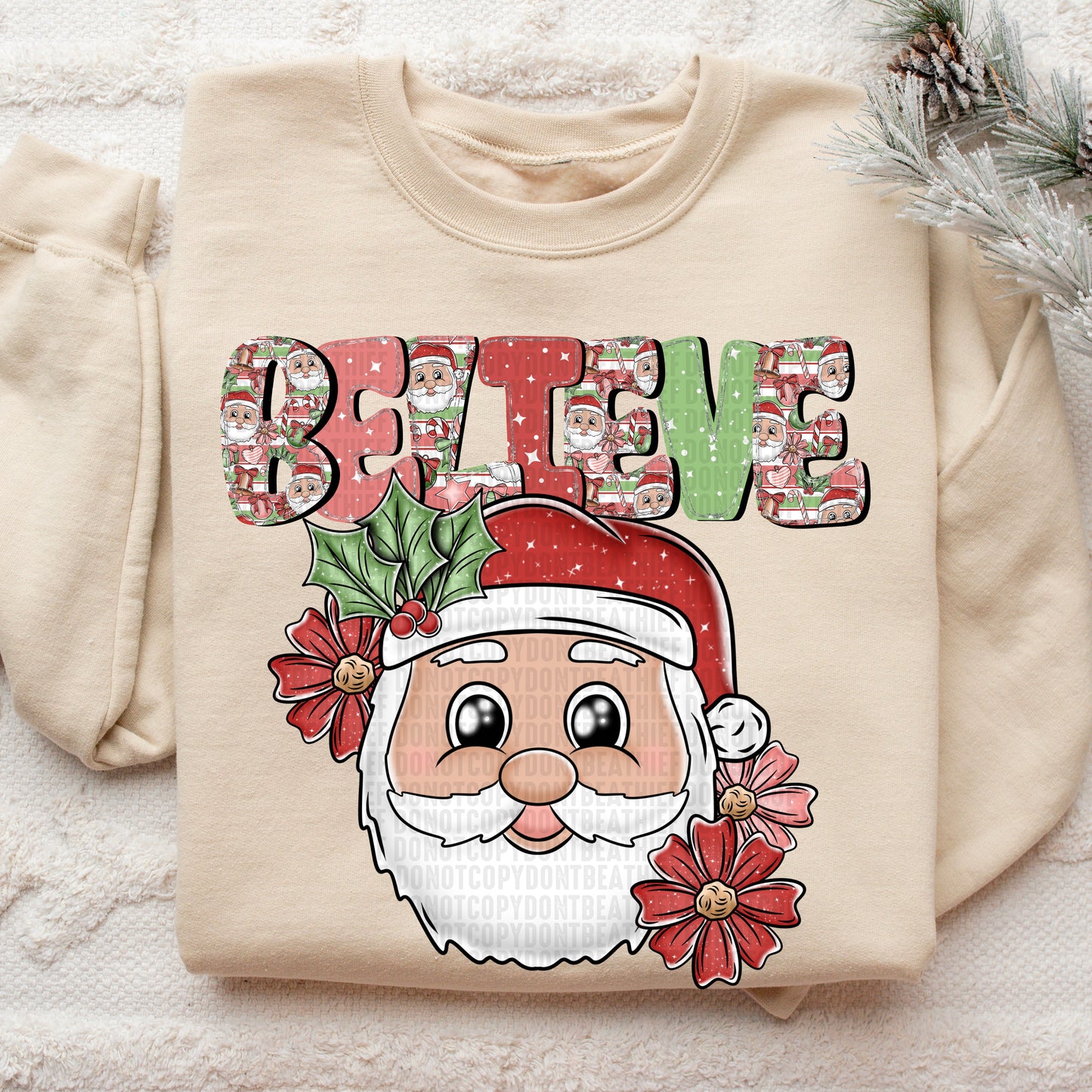 Believe Santa Flower Skin Tone 1 - TRANSFER (SDD)