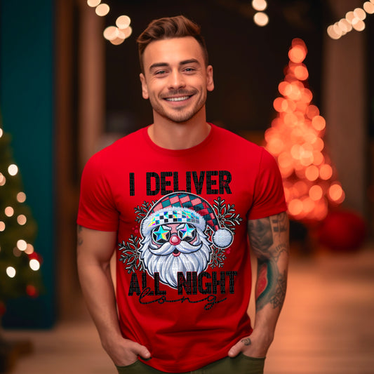 I Deliver All Night Long Retro Santa - TRANSFER (SDD)