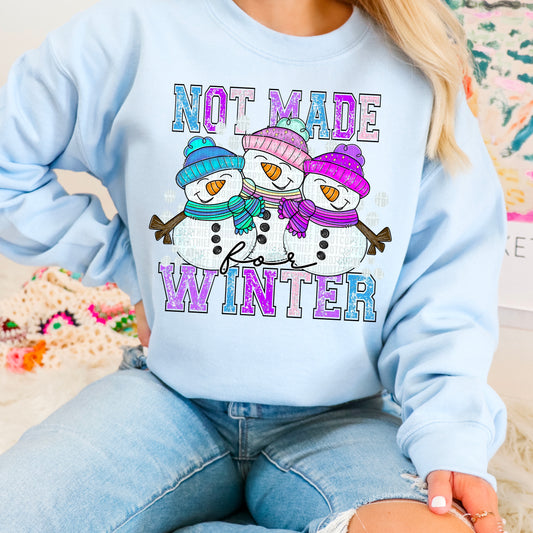 Not Made For Winter Snowmen Black Outline - TRANSFER (SDD)