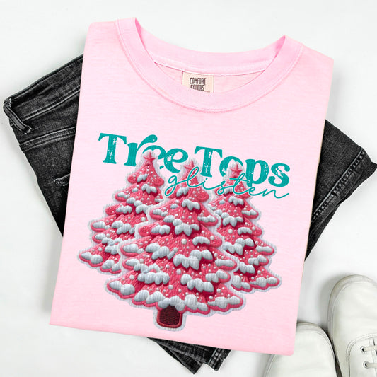 Tree Tops Glisten Pink Christmas Trees - TRANSFER (SDD)