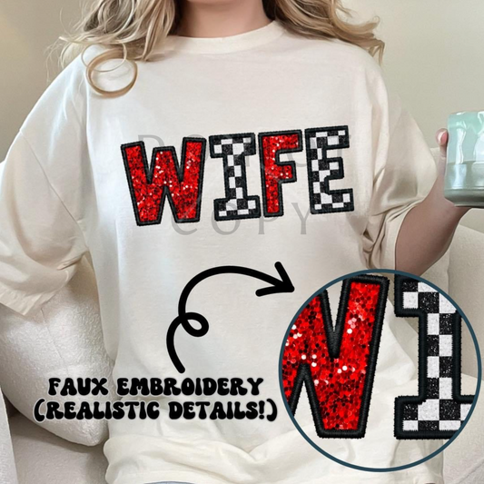 Red checkered Wife - Transfer