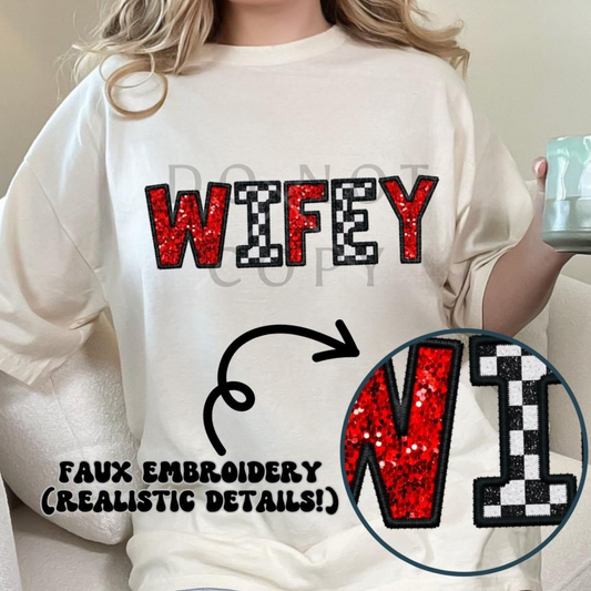 Red checkered Wifey - Transfer