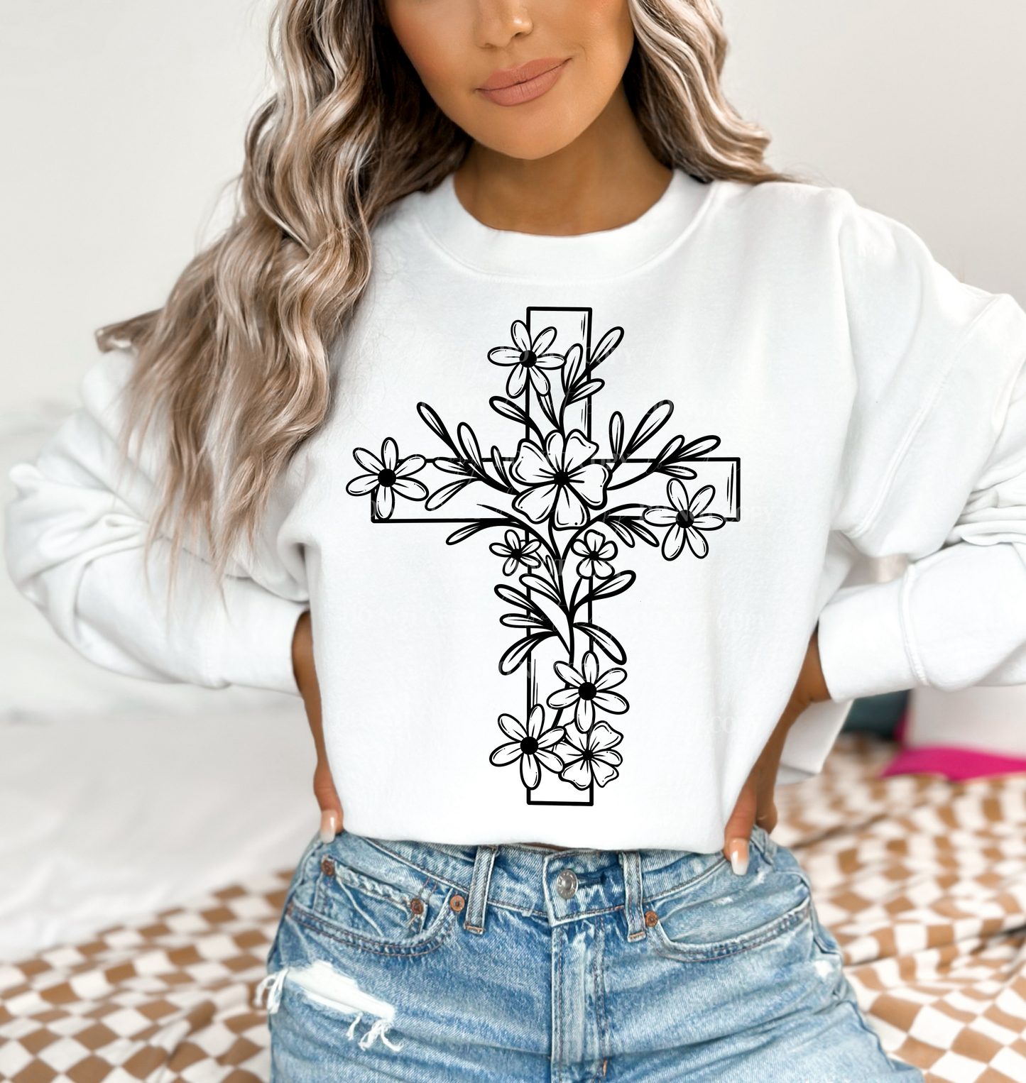 Floral Cross - TRANSFER (LD)