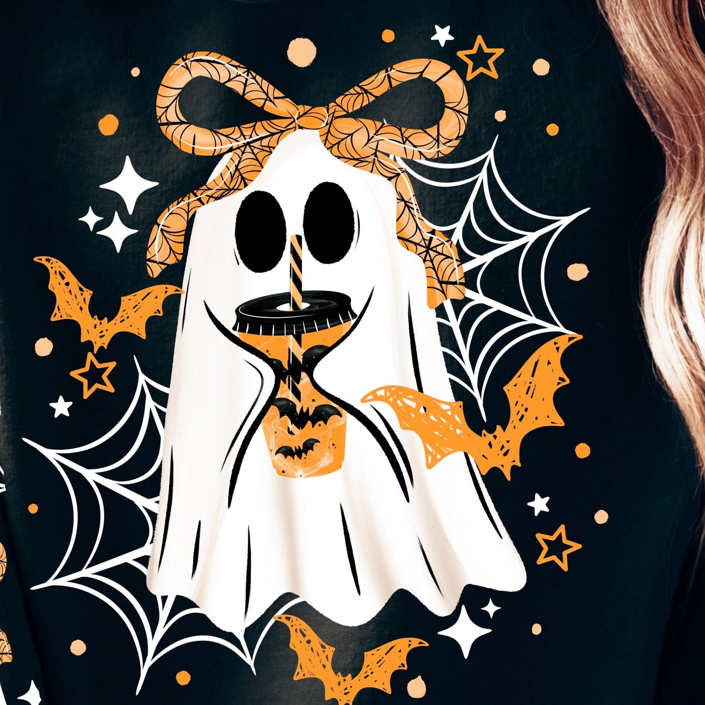 Ghost With Coffee - FRONT ONLY / WHITE WEB - TRANSFERS (CSC)