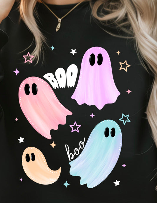 Boo Colorful Bats  - FRONT ONLY- TRANSFERS (CSC)
