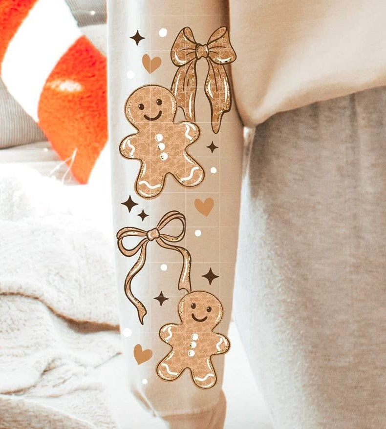 Gingerbread With White Checkered Background - SLEEVE ONLY- TRANSFERS (CS)