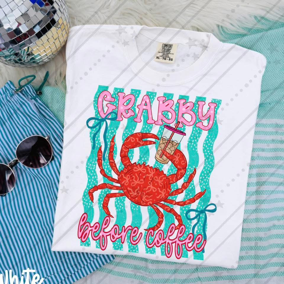 Crabby Before Coffee / Red Words - TRANSFER (CC)