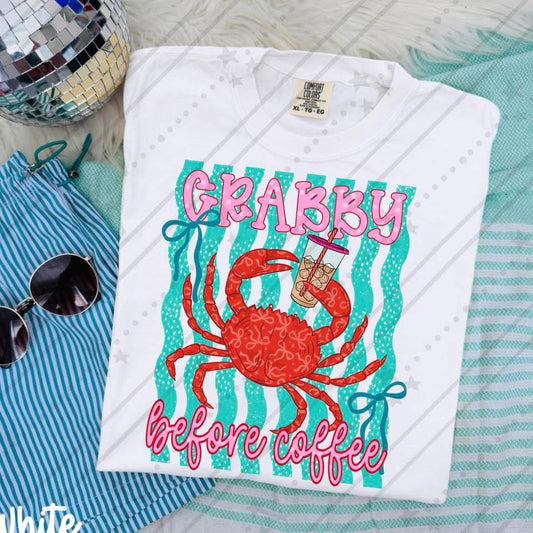 Crabby Before Coffee / Red Words - TRANSFER (CC)