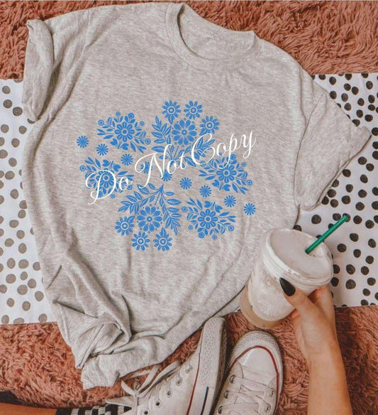 Vintage Blue FLower - TRANSFERS (TIB)