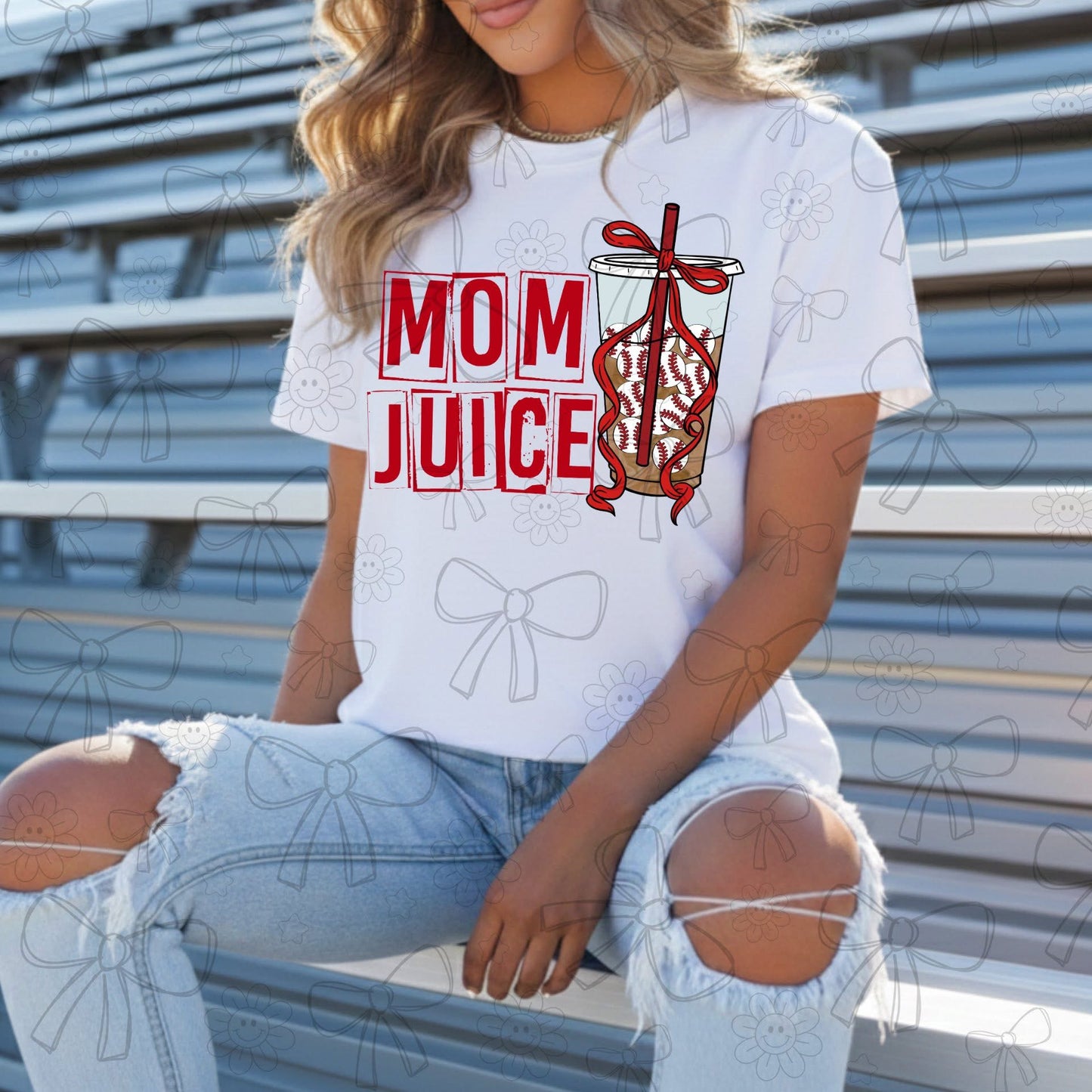 Mom Juice / Red Without Checkered Border -  TRANSFER (CC)