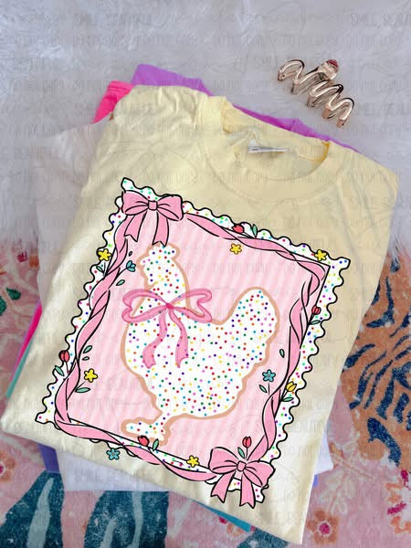 Chicken With Bow Border -  TRANSFER (CC)