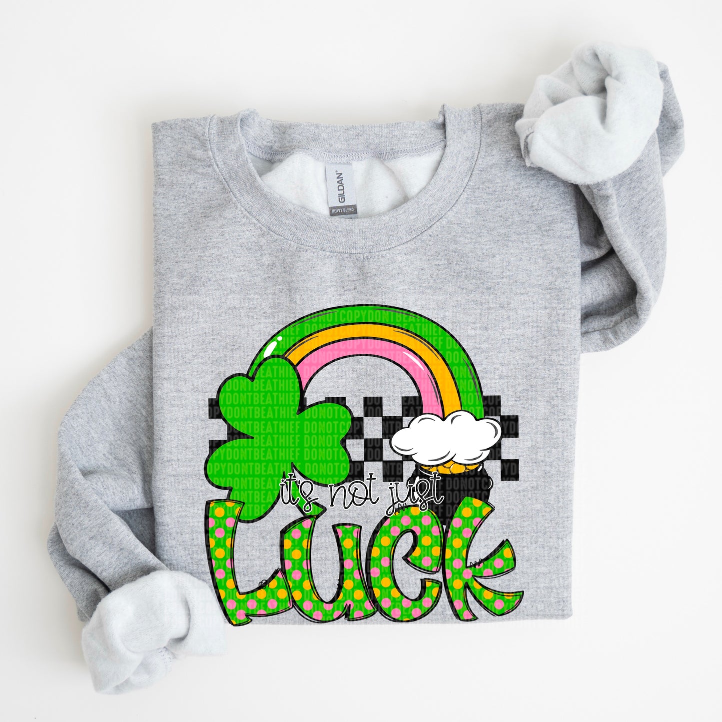 It's Not Just Luck Retro Rainbow Checkered Green Font  - TRANSFER (SDD)