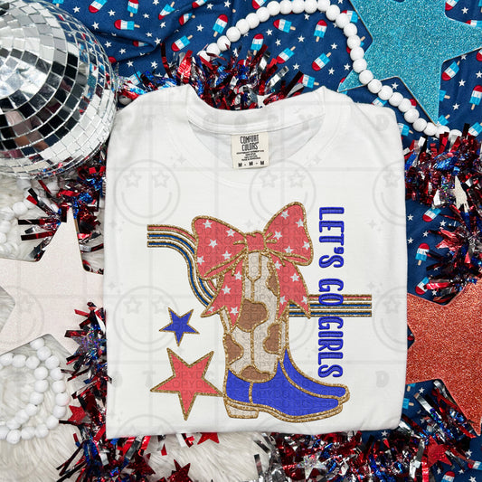 Let's Go Girls America Faux Embroidery -  TRANSFERS (HW)