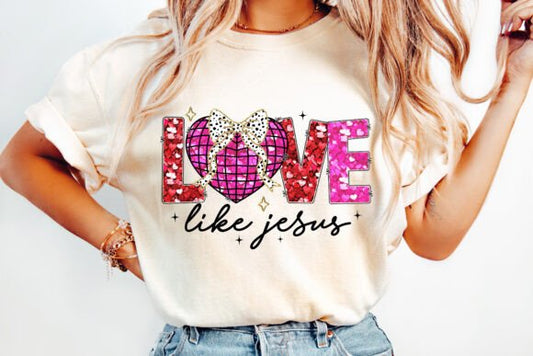 Love Like Jesus Heart Disco Ball - TRANSFER (CF)