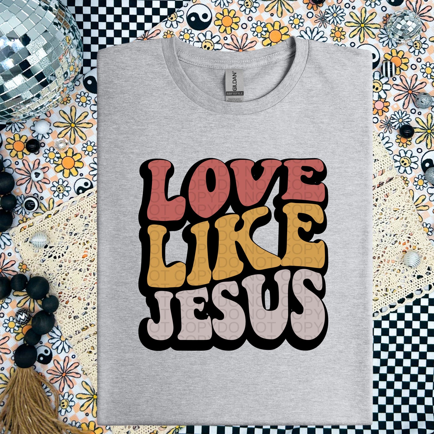 Love Like Jesus Retro Wavy - TRANSFER (CF)