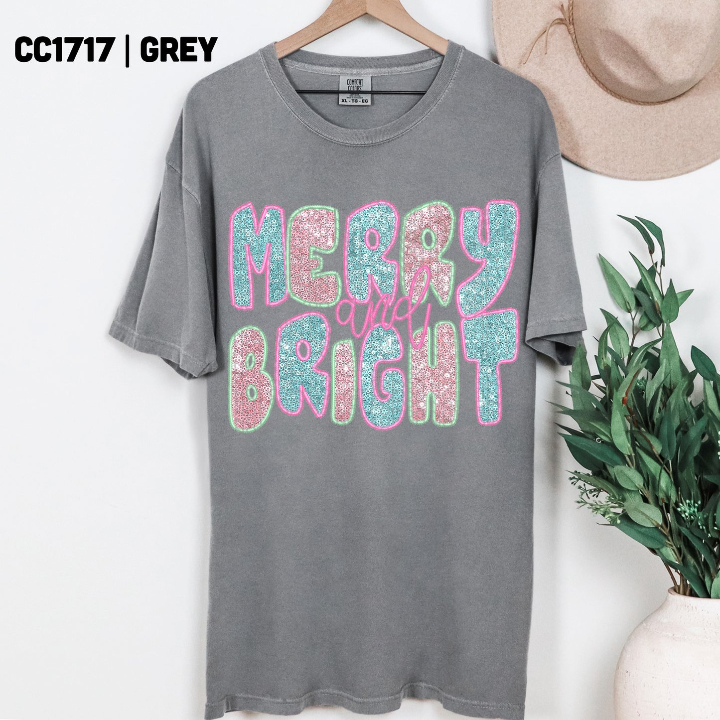 Merry and Bright Pastel Faux Sequin - TRANSFER (TGG)