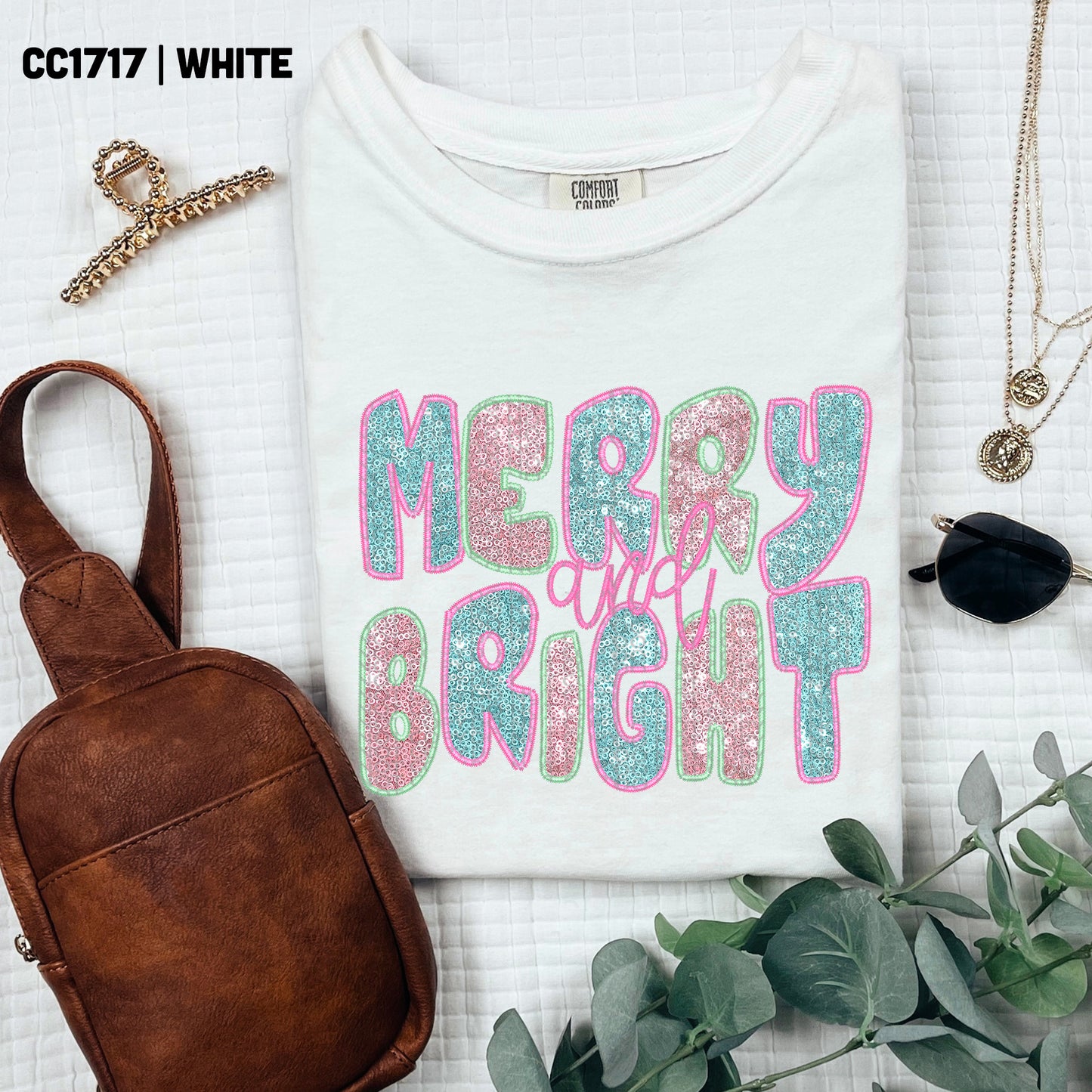 Merry and Bright Pastel Faux Sequin - TRANSFER (TGG)