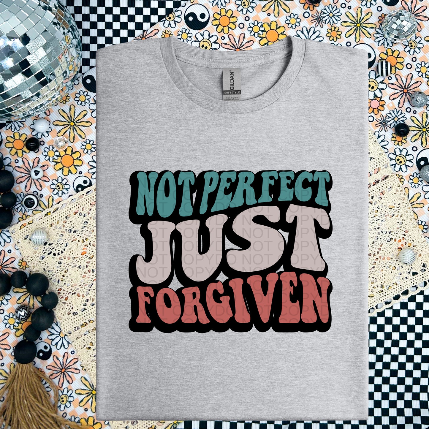 Not Perfect Just Forgiven Retro Wavy - TRANSFER (CF)