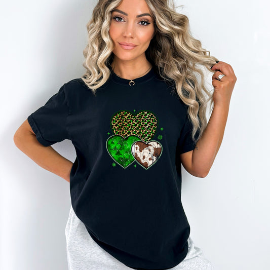 Three Heart St. Patrick's Day Leopard Print - TRANSFERS (CF)