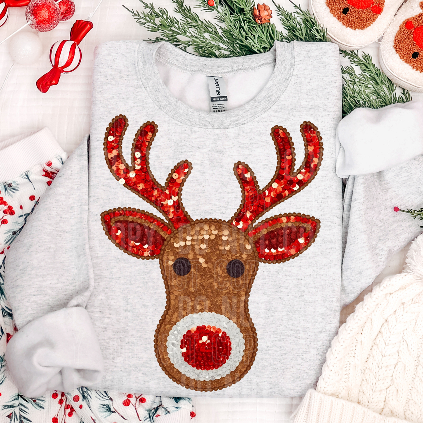 Reindeer Face Sequin - TRANSFER (SBB)
