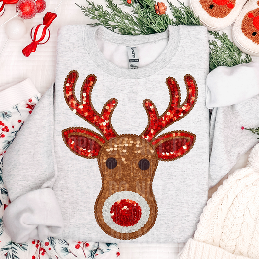 Reindeer Face Sequin - TRANSFER (SBB)