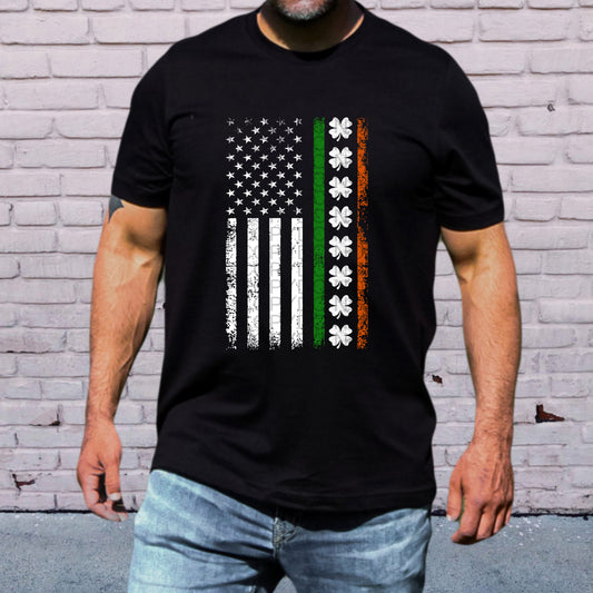 USA Flag Red White Stripes and Clover Stripe St. Patrick's Day - TRANSFERS (CF)