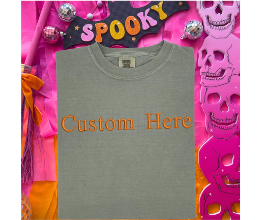 * WILD WEDNESDAY CUSTOM NAME/WORD- EMBROIDERED TEE
