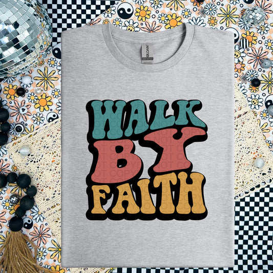 Walk by Faith Retro Wavy - TRANSFER (CF)