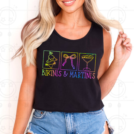 Bikinis and Martinis Rainbow Ink -  TRANSFERS (HW)