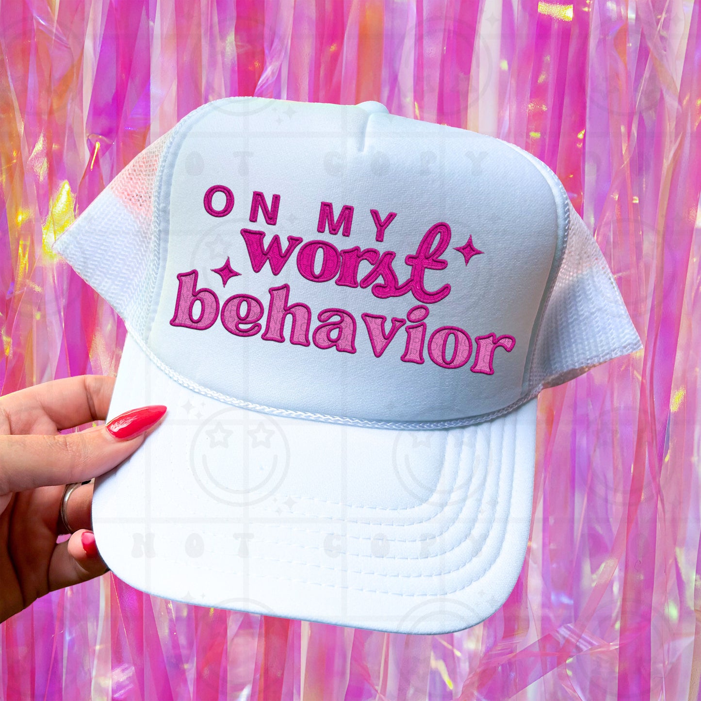 On My Worst Behavior Faux Embroidery  -  TRANSFERS (HW)