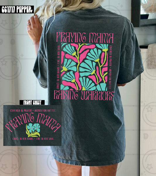 Praying Mama Raising Warriors Pink/Teal - Transfer (HW)