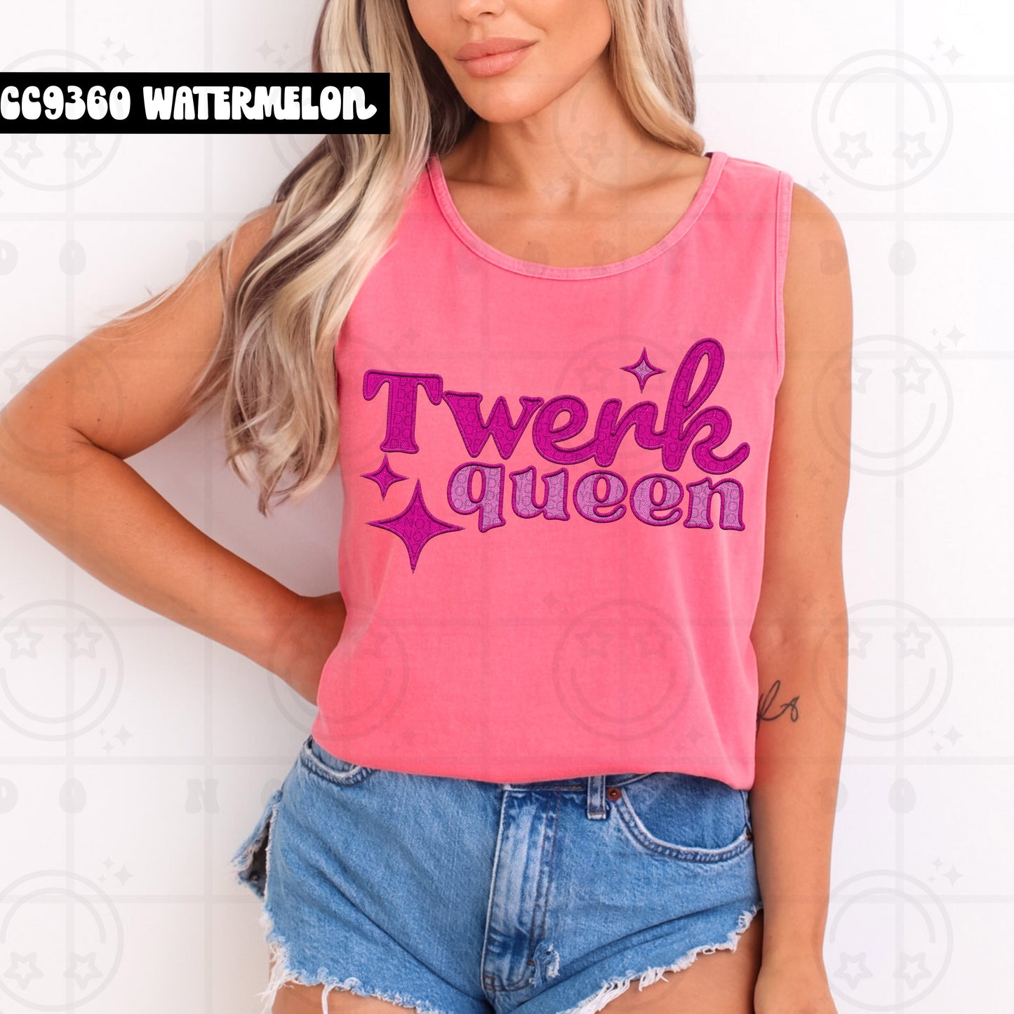 Twerk Queen Faux Embroidery  -  TRANSFERS (HW)
